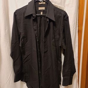 Long sleeve Satin striped black button down